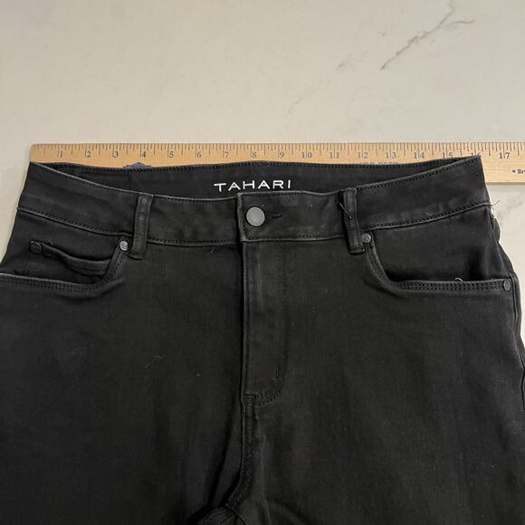 Tahari Jeans Womens SIZE 12/31 Slim Straight Black Denim Midrise EUC - Picture 5 of 7